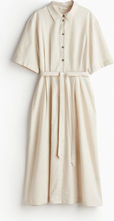 H&M Blusenkleid aus Leinenmix - Naturweiss