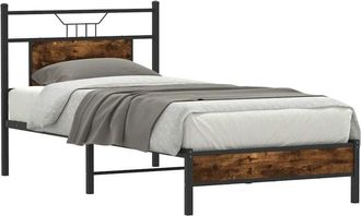 vidaXL Bed Frame without Mattress Smoked Oak 80x200 cm Engineered Wood Vidaxl