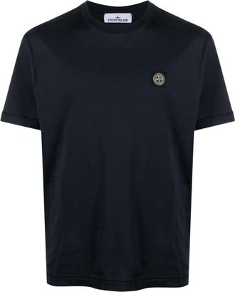 Stone Island Compass-patch cotton T-shirt - men - Cotton - S - Blue