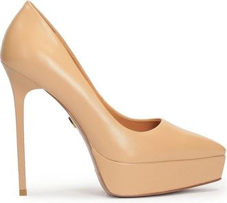 Kazar Leren pumps met hoge hak en plateauzool - Dames - Pumps - Beige - 37 EU - Leer - Schoenen
