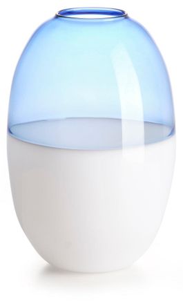 IVV scarlet borosilicate vase white milk effect / transparent blue h-25 cm