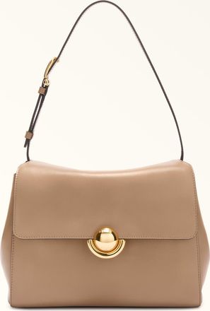 Furla Domus Borsa A Spalla S Toffee Pelle Di Vitello Varrenne + Camoscio Donna