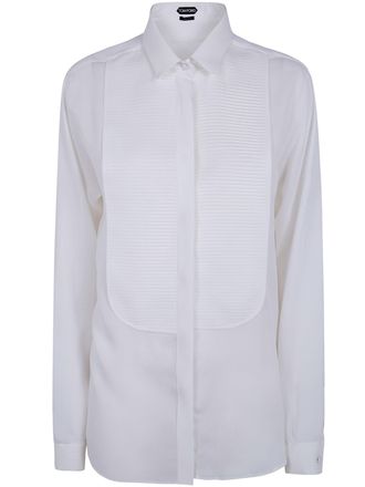Tom Ford Washed Silk Georgette Tuxedo Shirt