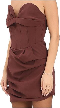 TPN Tpn, Kleedjes, Dames, Bruin, S, Polyester, Asymmetrische Jurk