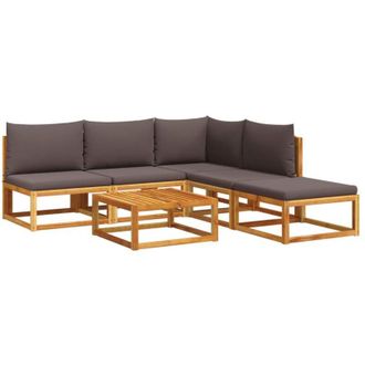 vidaXL Conjunto De Sof&aacute; De Jard&iacute;n De 6 Piezas Con Cojines De Madera De Acacia Y Cuerda Vidaxl