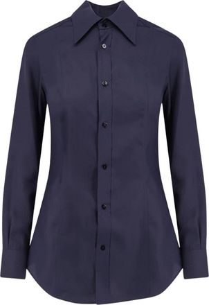Gucci Zijden Poplin Shirt - Dames - Overhemden - Blauw - M - Overhemden