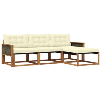 vidaXL Conjunto De Sof&aacute;s De Exterior Con Coj&iacute;n 4 Pcs Natural Y Crema Vidaxl