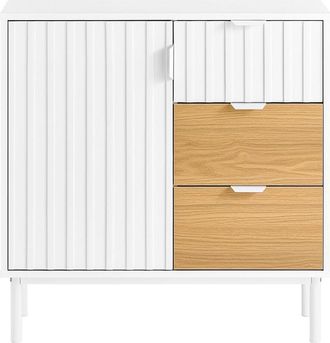 SoBuy Credenza cucina Credenza Buffet con 3 cassetti Bianco-Naturale 75x35x76cm FSB91-WN - Sobuy