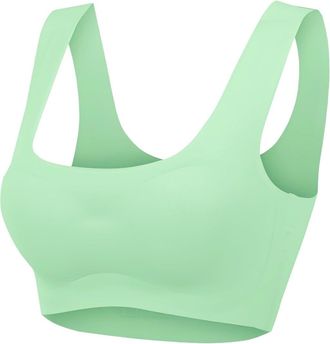 Generic Womens Ice Silk Yoga Sports Bra Ice Gather Large Size Running Vest Yoga Sports Underwear Ladies U Neck Wireless Plus Size Bras Top Padded Women Green