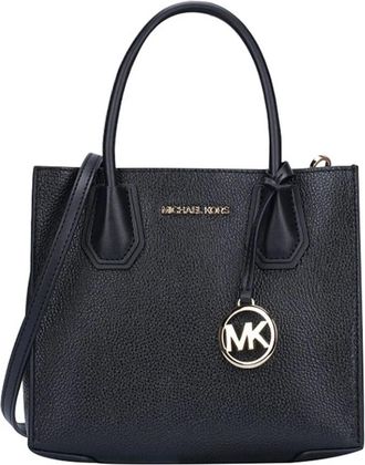 Michael Kors Mercer Medium Pebbled Leather Crossbody Tas - Dames - Handtassen - Zwart - ONE Size - Leer - Tassen