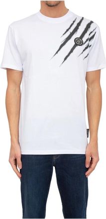 Plein Sport Casual Katoenen T-Shirt - Heren - Sportshirts - Wit - 2XL - Katoen - Fitness
