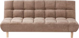 Beliani Sof&aacute; Cama De Tela Moderno Sin Reposabrazos 2 Plazas Con Respaldo Acolchado Y Asiento Capiton&eacute; Patas De Madera Marr&oacute;n Risor