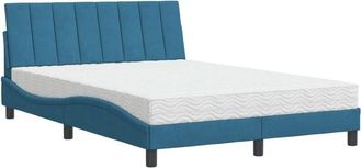 vidaXL Vidaxl - Cama Con Colch&oacute;n Terciopelo Azul 140x200 Cm