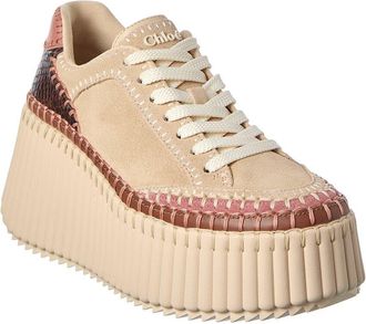 Chlo&eacute; Nama Leather Wedge Sneaker