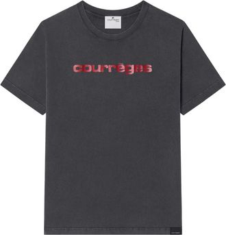 Courr&egrave;ges Grey Crewneck Logo T-Shirt