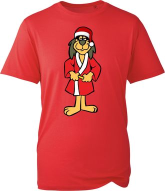 Generic Retro Hong Kong Phooey Tee, Humorous Cartoon Dog Graphic T-Shirt, Festive Xmas 2025 Novelty Gift Top Unisex UK (Red, XL)