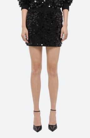Helmut Lang Paillette Wool Miniskirt in Black at Nordstrom Rack, Size Large