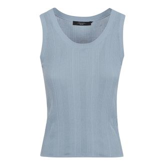 Max Mara Sleeveless Tops, female, Blue, Size: XS Top a costine irregolari