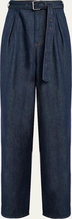 Dries Van Noten Mens Belted Loose Denim Pants