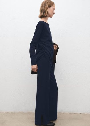 Mango Pantaloni maglia cotone lino blu marino scuro - Donna - XXS - MANGO