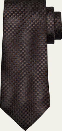 Ermenegildo Zegna Mens Bicolor Basketweave Silk Tie