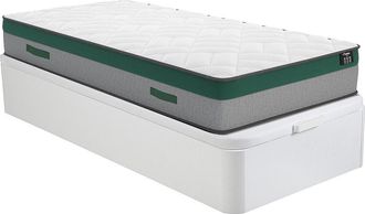 Vente-Unique Cama 90 x 190 cm - Somier con arc&oacute;n blanco + colch&oacute;n de muelles ensacados - PRESTIGE de YSMEE