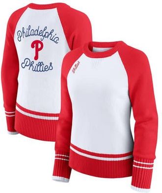 WEAR by Erin Andrews Womens WEAR by Erin Andrews White Philadelphia Phillies Colorblock Raglan Sweater at Nordstrom, Size Xx-Large