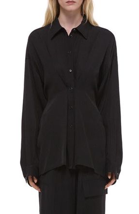 Helmut Lang Cinched Long Sleeve Shirt in Black at Nordstrom, Size Xx-Small