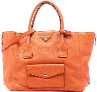 Prada Pre-owned Prada Vitello Daino Side Zip Twin Pocket Open Convertible Tote YYSH5FQEACQG51FF