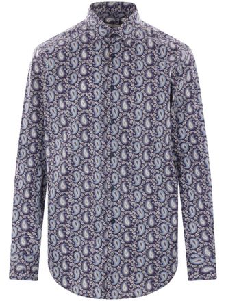 Etro paisley-print poplin shirt - men - Elastane/Cotton - 44 - Blue