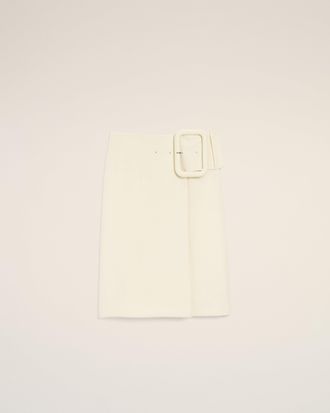 Ami White New Wool Big Buckle Belted Midi Skirt White - 34 - for Women