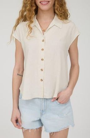 Blu Pepper Short Sleeve Button Front Shirt in Natural at Nordstrom Rack, Size Medium