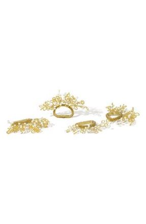 Tiramisu Aurelia Floral Set of 4 Beaded Napkin Rings in Gold at Nordstrom Rack