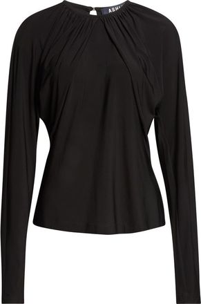 Ashlyn Vion Long Sleeve Draped Top in Black at Nordstrom, Size Medium