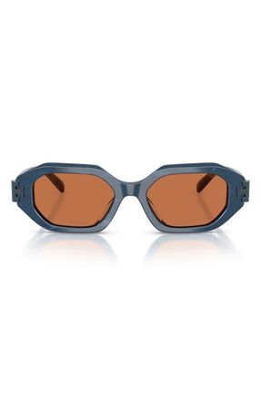 Tory Burch 51mm Irregular Sunglasses in Navy Marble /Brown at Nordstrom