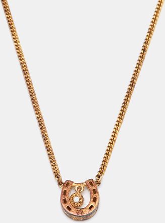 Aigner Gold Tone Sterling Silver Horseshoe Pendant Necklace