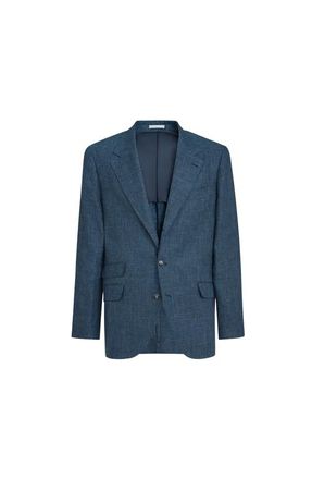Brunello Cucinelli Houndstooth deconstructed blazer in Denim at Nordstrom, Size 52 It