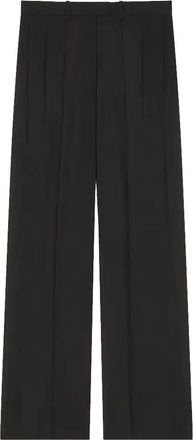 Givenchy Double Pleat Broeken - Dames - Wijde Broeken - Zwart - S - Leer - Broeken
