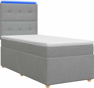 vidaXL Cama De Muelles Con Led Y Colch&oacute;n Gris Claro 90 X 190 Cm Tela Vidaxl