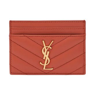 Saint Laurent Accessoires, Dames, Oranje, ONE Size, Leer, Cassandre Card Case