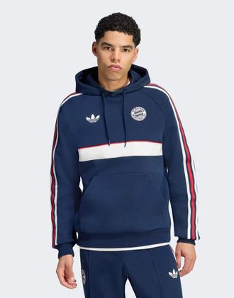 adidas Fc bayern muenchen og felpa con cappuccio in night indigo / core white-Viola