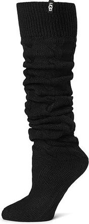 UGG Zanika Thigh High Cable Womens Quarter Length Socks Shoes Black : SM-MD - Height 26 (Womens 5-10), Acrylic/Nylon
