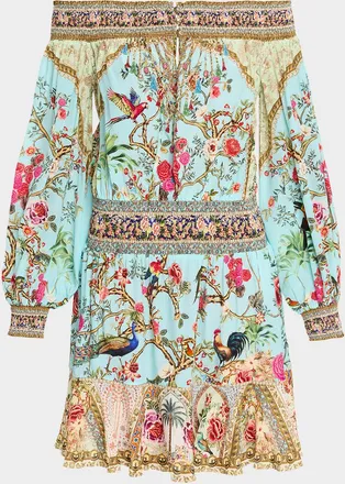 Camilla Sultans and Quees Silk Off-the-Shoulder Mini Dress