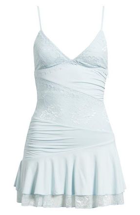 Princess Polly Love Is Alive Lace Trim Minidress in Blue at Nordstrom, Size 12