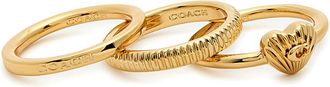 Coach Signature Heart Rings - set of Three - Gold - 6 (L 1/2)