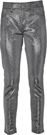 Dondup Lam&eacute; Appetite Broek met Rits Sluiting - Dames - Skinny broeken - Grijs - W26 - Polyester - Broeken