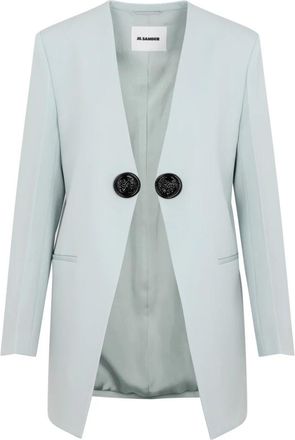 Jil Sander Chinablue wollen jas - Dames - Blazers - Blauw - XS - Wol - Jassen