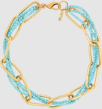 Perrine Taverniti Collier Ramey Turquoise Dor&eacute;