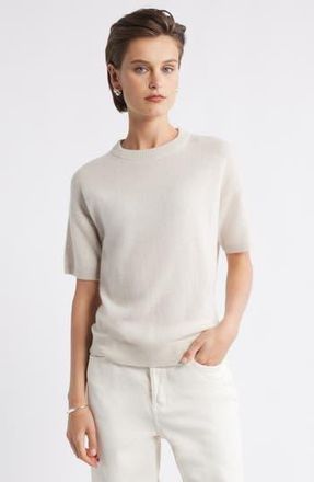 Nordstrom Short Sleeve Cashmere Sweater in Ivory Sand at Nordstrom Rack, Size X-Small