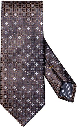 Eton Floral Medallion Silk Tie in Medium Brown at Nordstrom